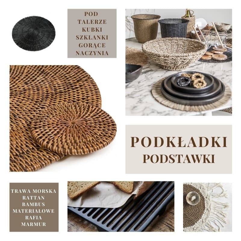 Podkładki pod talerz i podkładki pod kubek Natural Home Decor