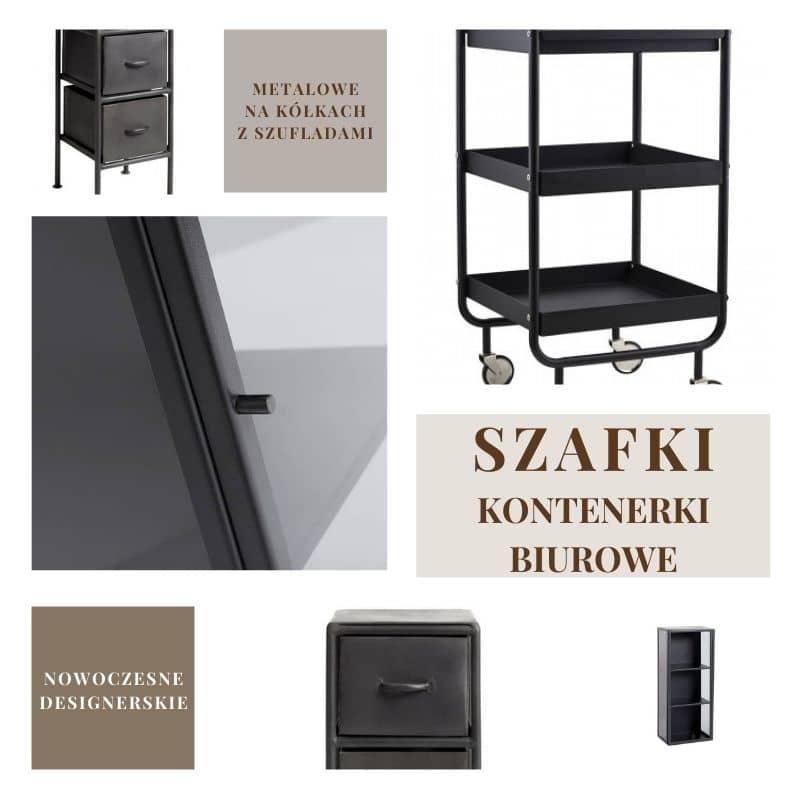 Szafki kontenerki biurowe metalowe czarne Naturalhomedecor