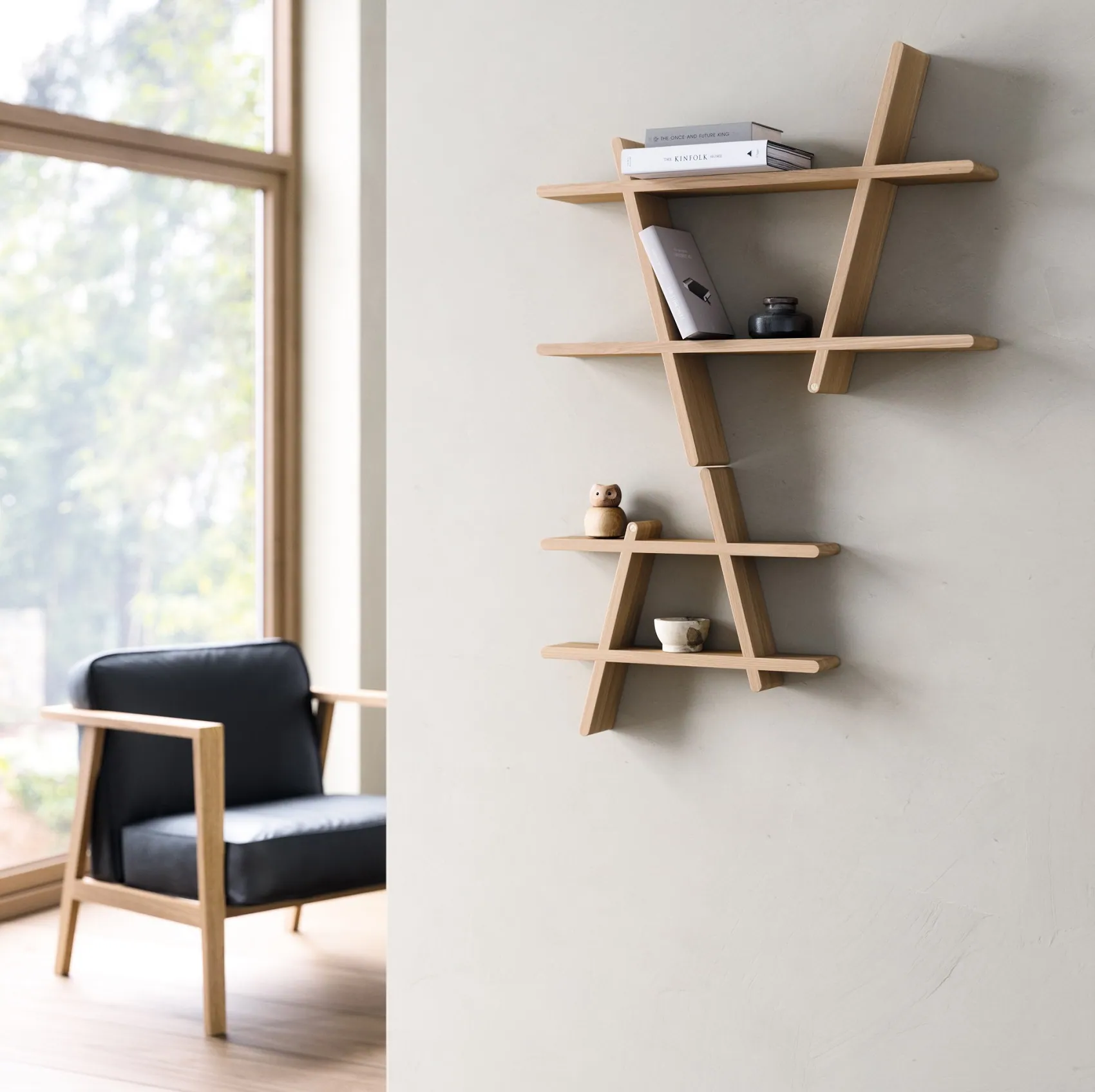 Półka na ścianę drewniana dębowa Natural Home Decor