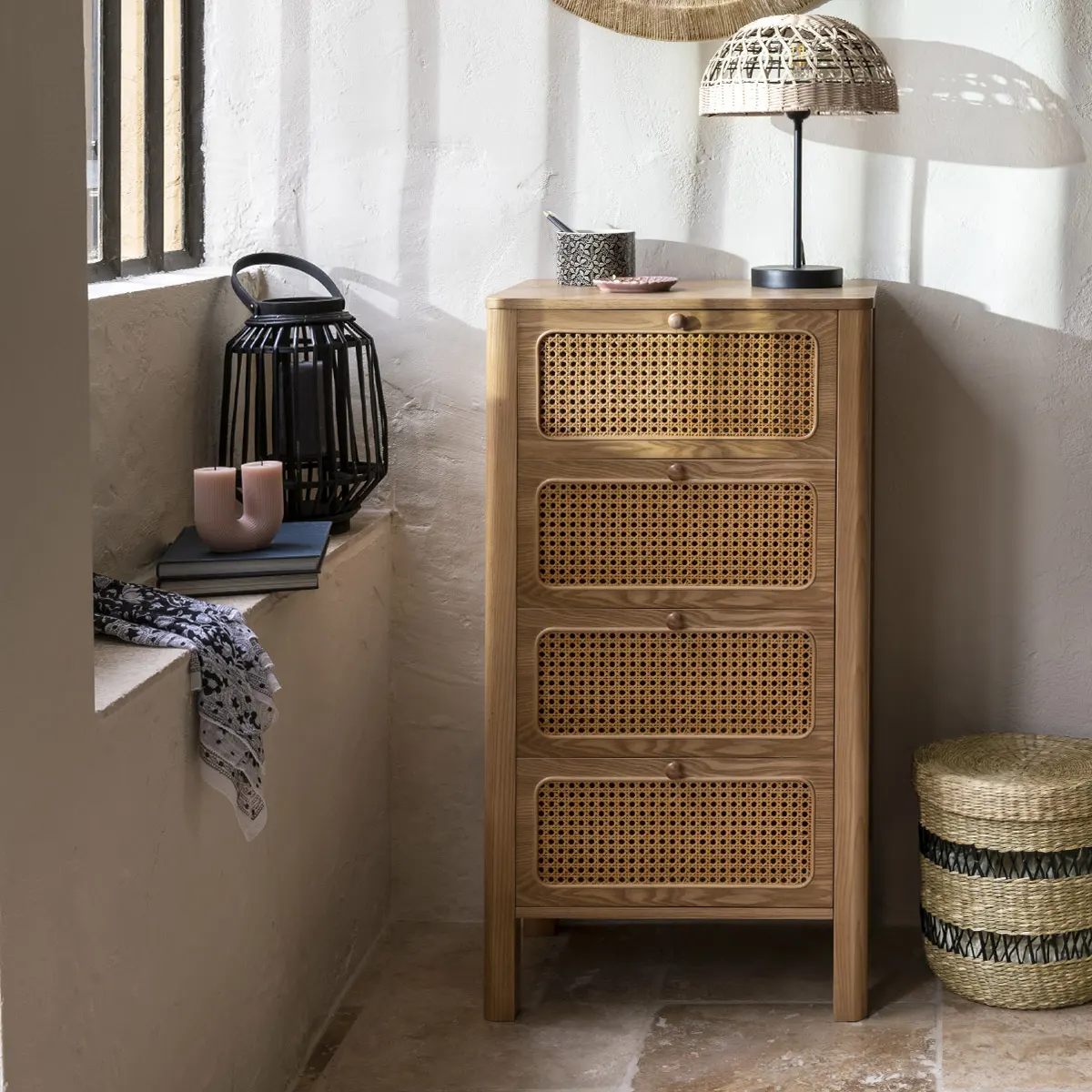 Kosze plecione z trawy morskiej z pokrywkami, Natural Home Decor