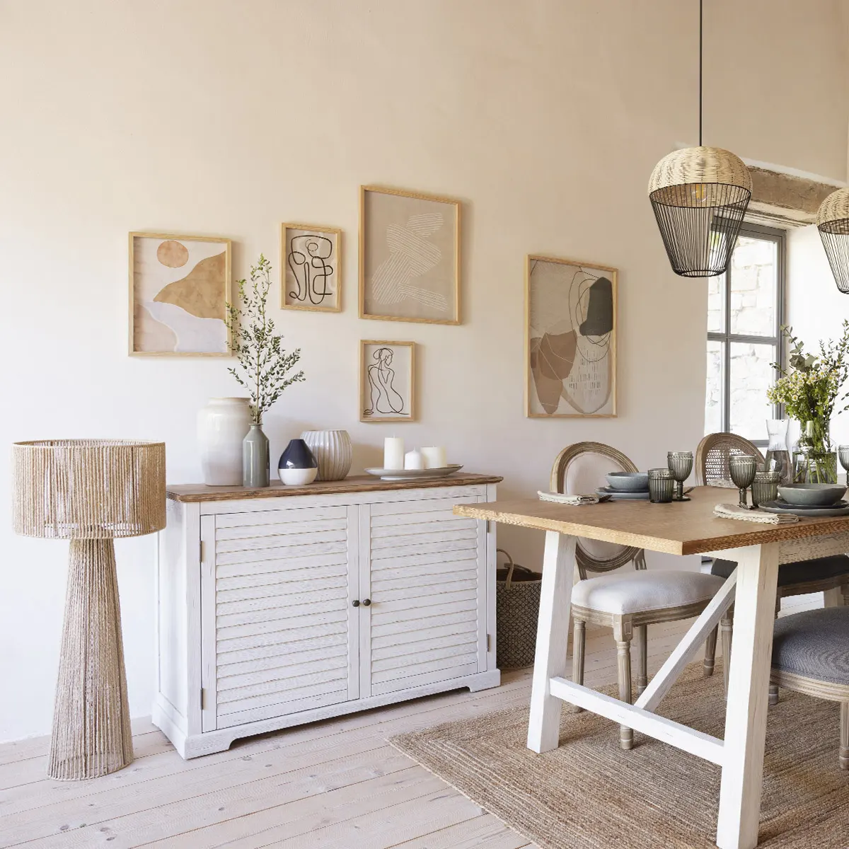 lampa podłogowa pleciona Atmosphera, natural home decor