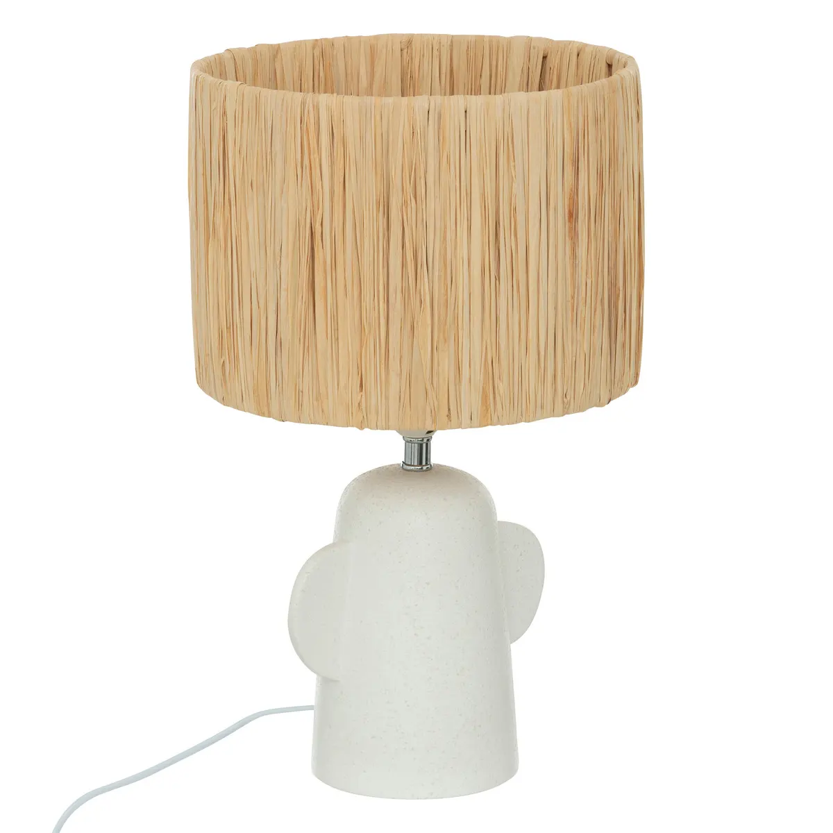 Lampa stołowa ceramiczna z kloszem z rafii, Natural Home Decor