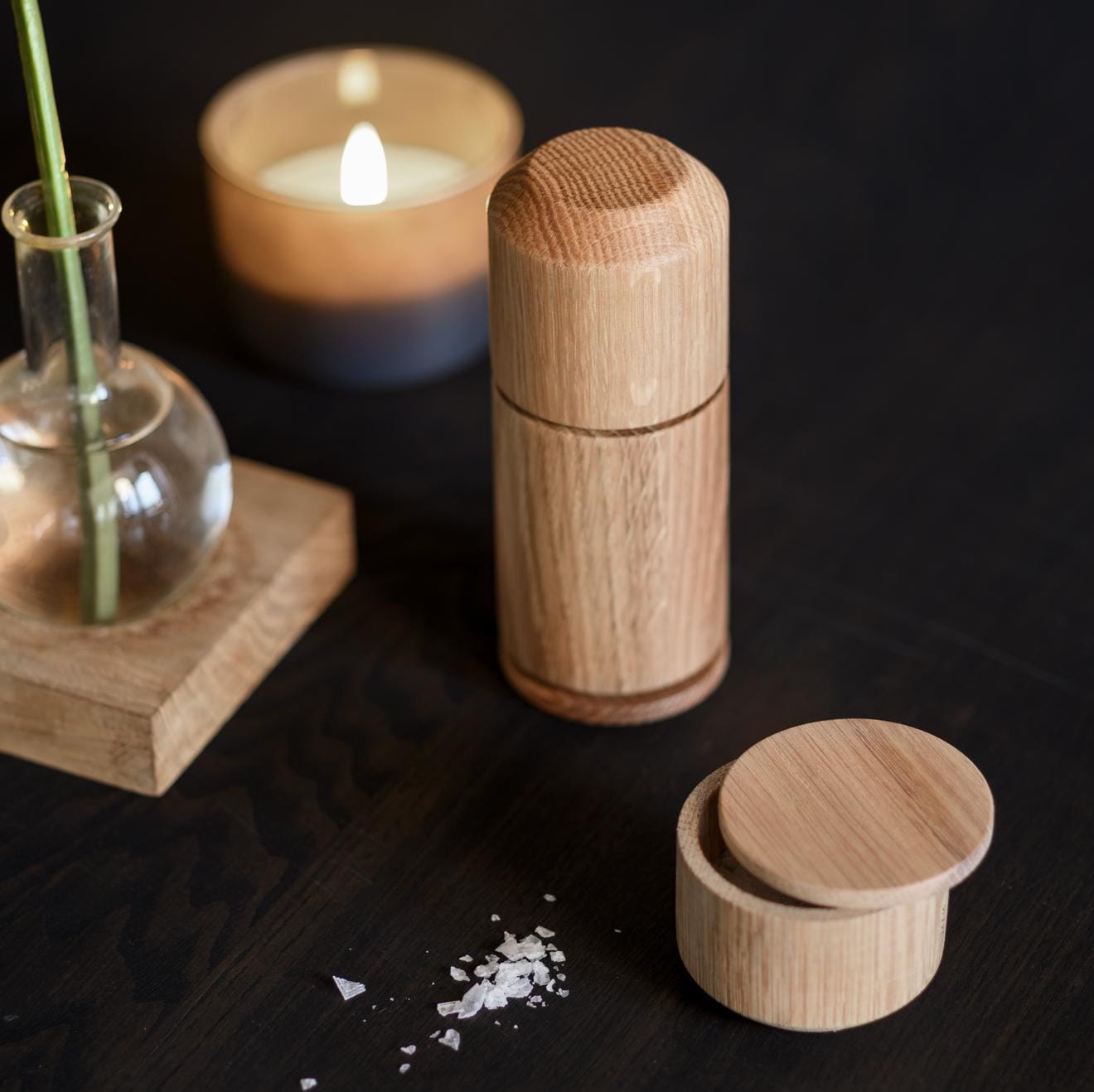 pojemnik na sól drewniany, Ekta Living, Natural Home Decor