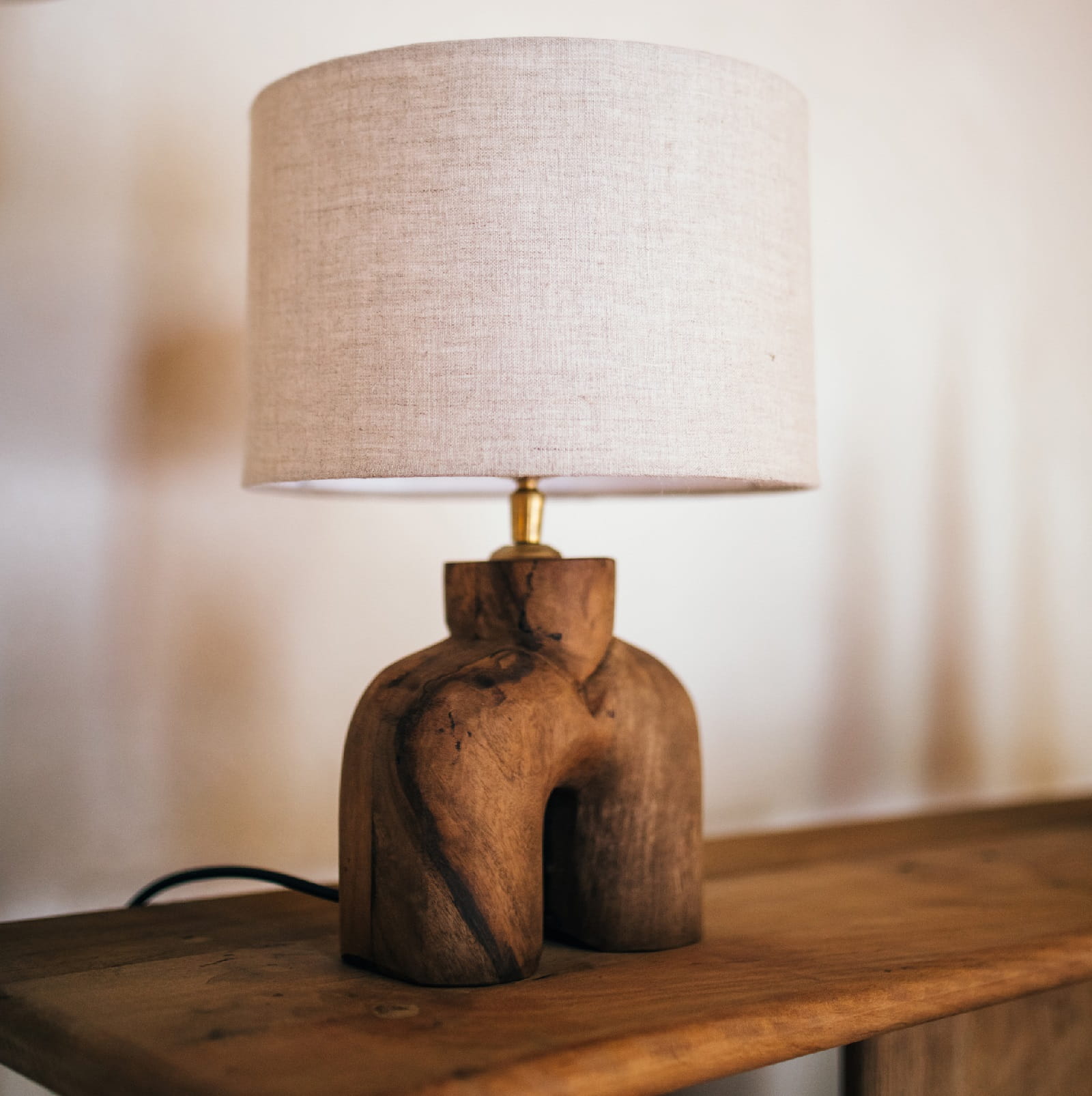 lampa stołowa drewniana, Pomax, Natural Home Decor