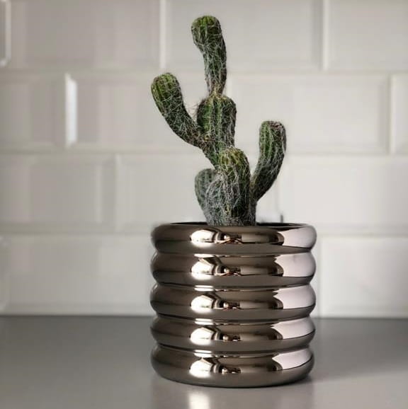 osłonka na doniczkę srebrna, natural home decor