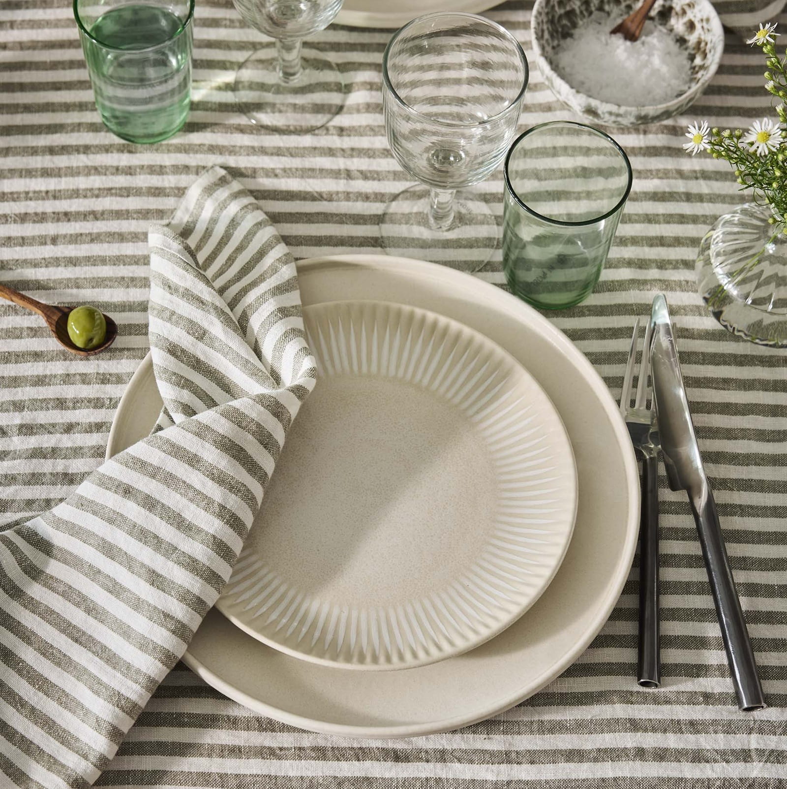 lniany obrus w paski Tell Me More, Natural Home Decor