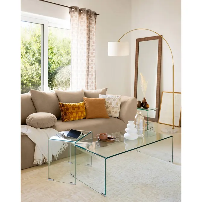 Atmosphera szklany stolik kawowy, natural home decor