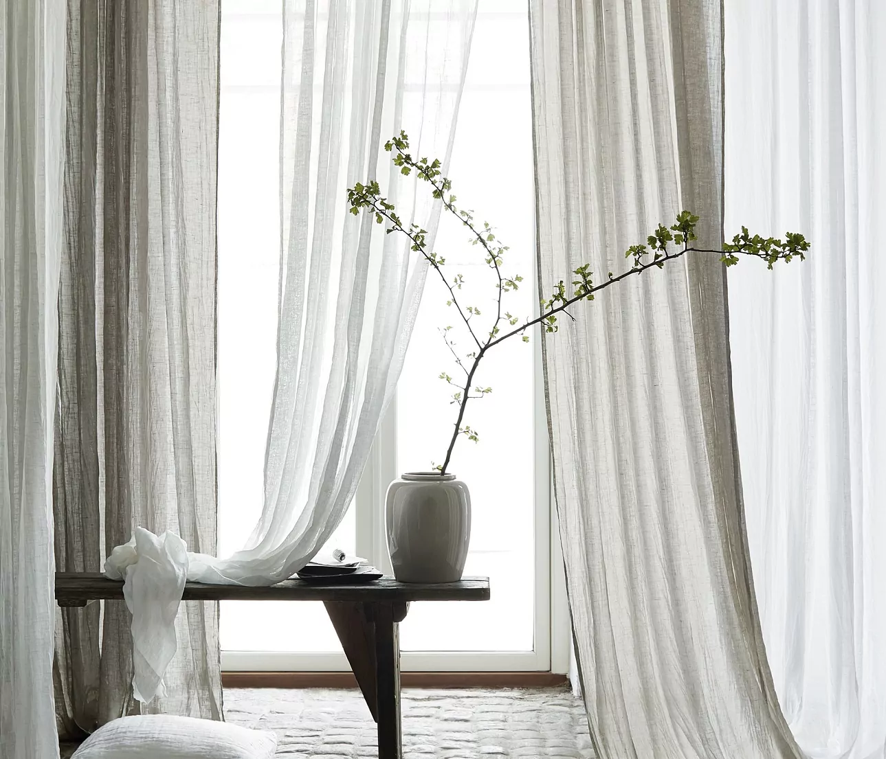 Zasłony lniane szare zwiewne Natural Home Decor