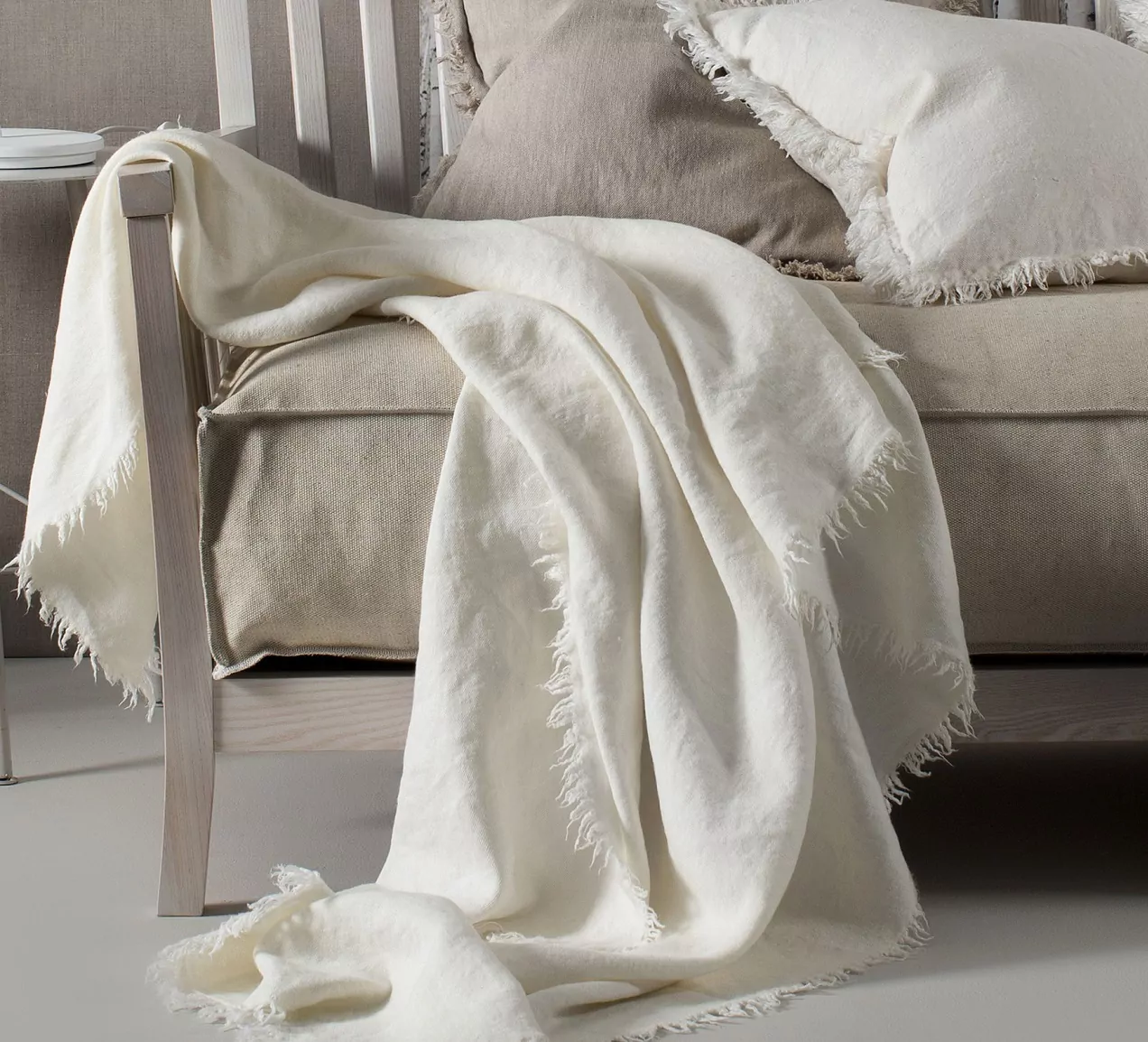 Biały pled Natural Home Decor