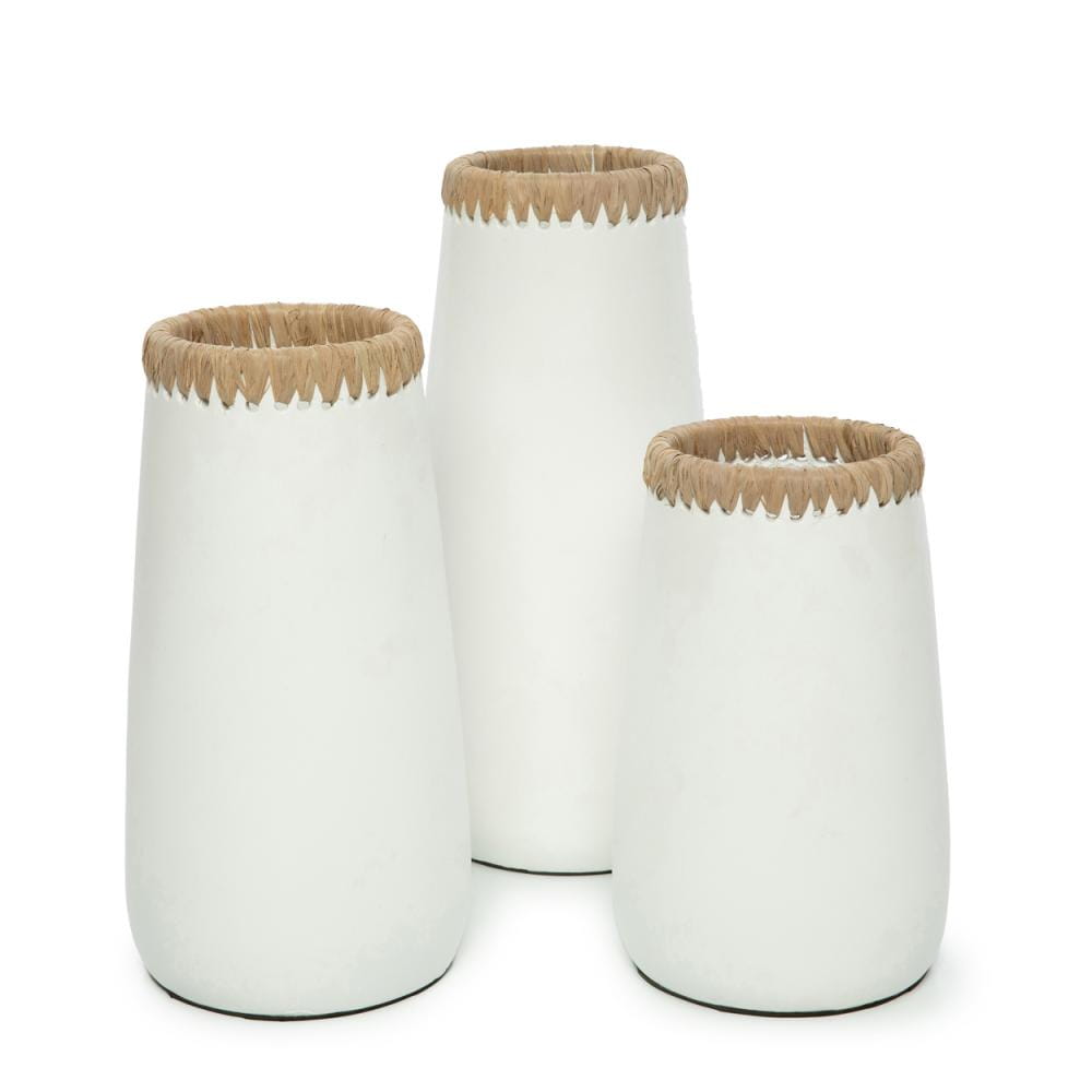 Biały wąski wazon Natural Home Decor Bazar Bizar