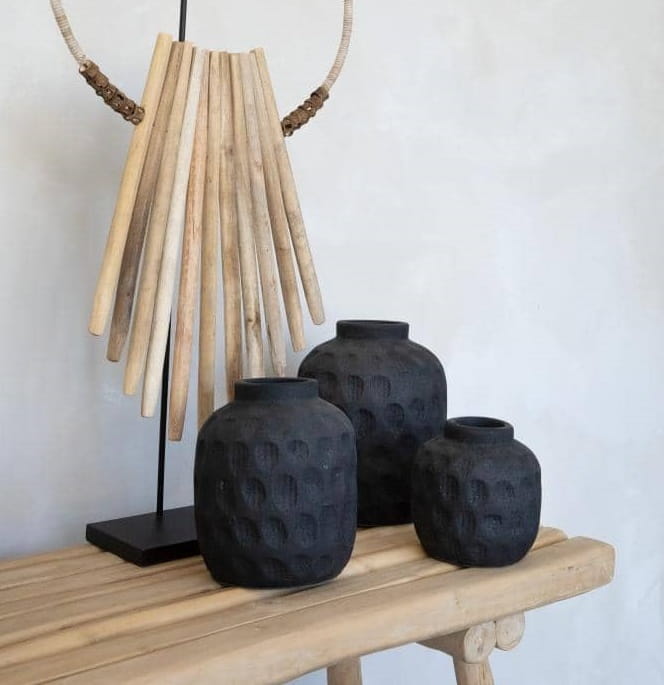 Czarny wazon dekoracyjny Natural Home Decor Bazar Bizar