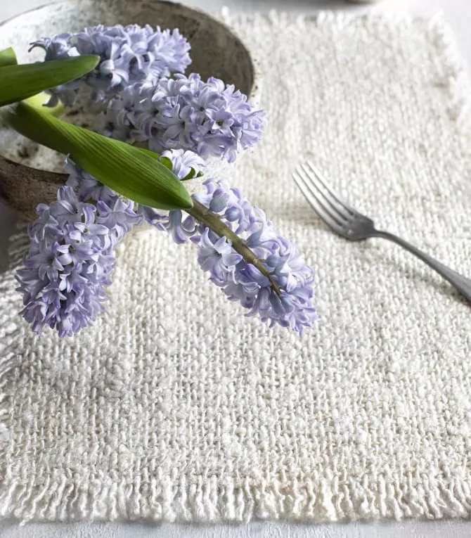 Kremowa prostokątna podkładka pod talerze 4 sztuki Natural Home Decor