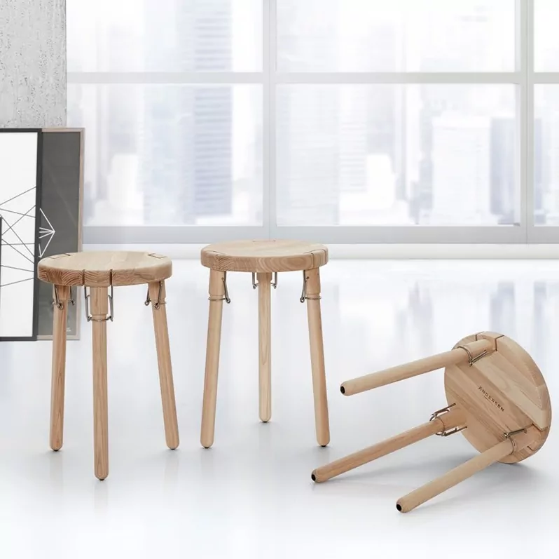 Drewniany taboret designerski Natural Home Decor