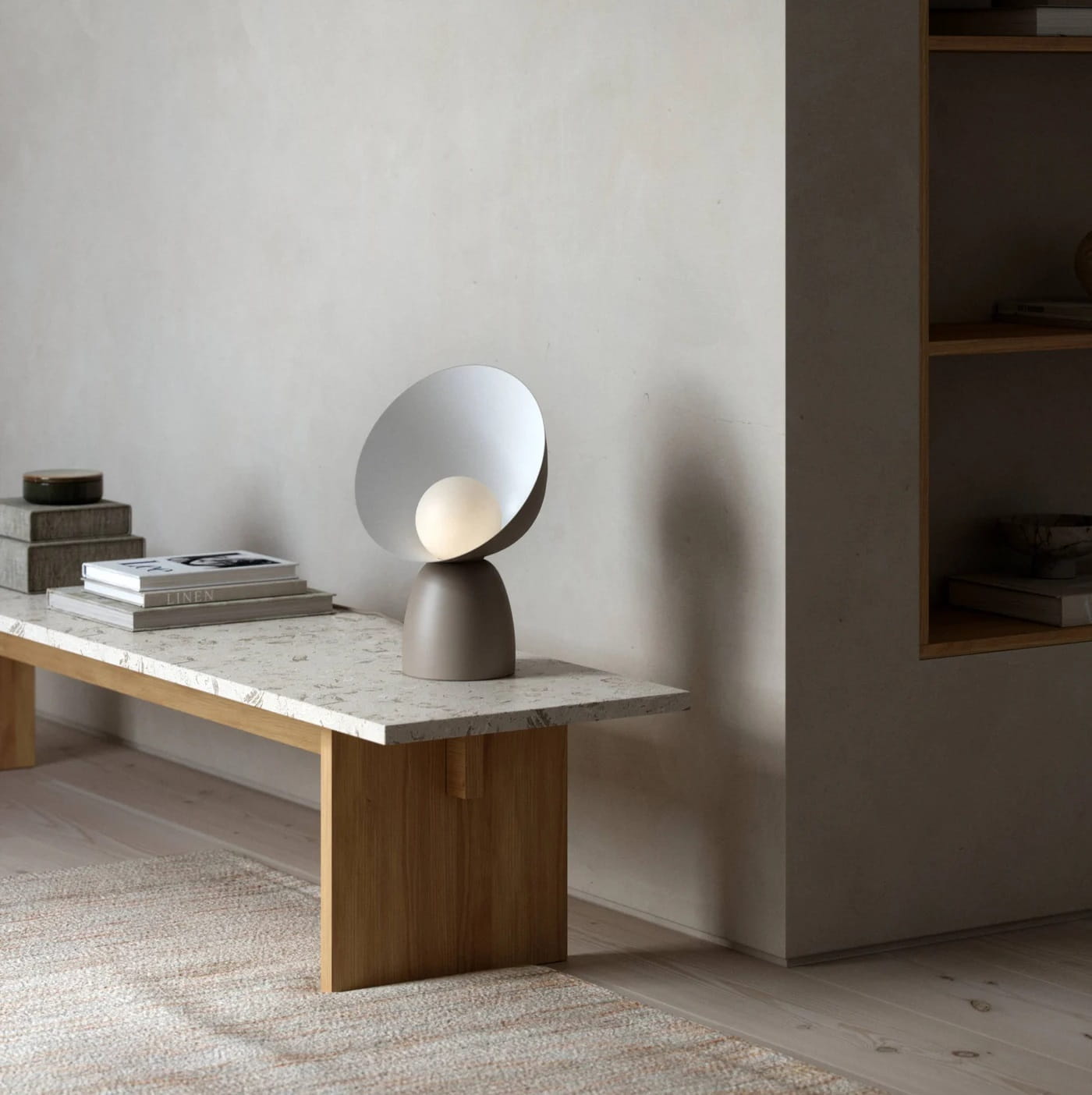 Nowoczesna lampa stołowa taupe brązowa Hallo DFTP Nordlux Natural Home Decor